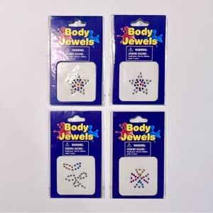NEW 4-pack Body Jewels Adhesive Fashion Rhinestone Designs
